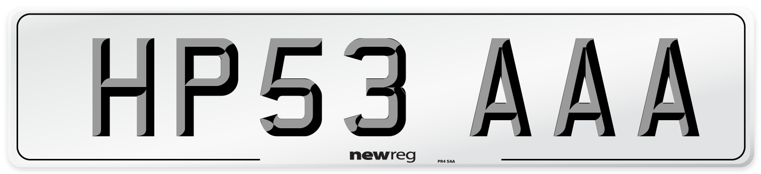 HP53 AAA Number Plate from New Reg